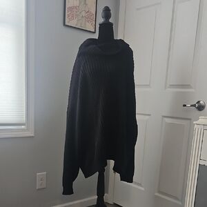 Free People XL Oversized Black Turtleneck Knit Sweater